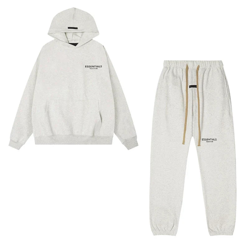 Fear Of God Essentials Hoodie & Jogger Tracksuit Set Light Oat Heather