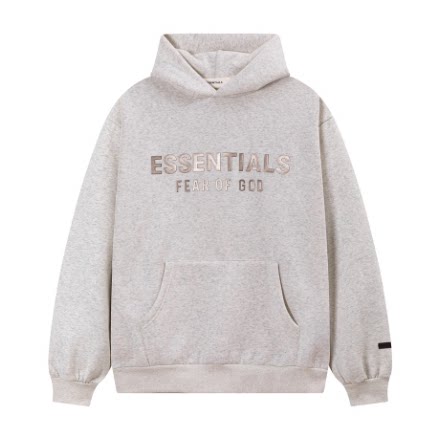 Fear Of God Essentials Hot Stamped Large Logo Pullover Hoodie Light Heather Grey