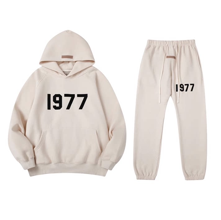 Fear Of God Essentials 1977 Plush Hoodie & Jogger Tracksuit Set Cream