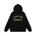 Fear Of God Essentials Vintage Letter Print Pullover Hoodie Black