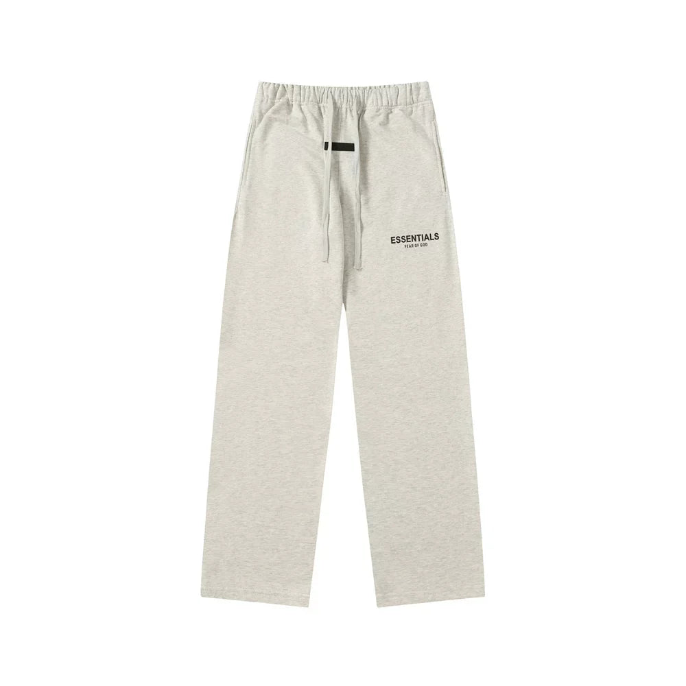 Fear Of God Essentials Logo Wide‑Leg Sweatpants Light Oat Heather