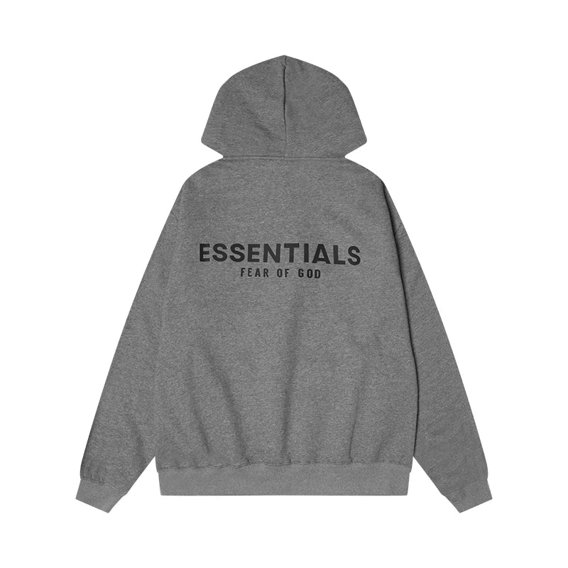 Fear Of God Essentials Back Print Hoodie Dark Heather Grey