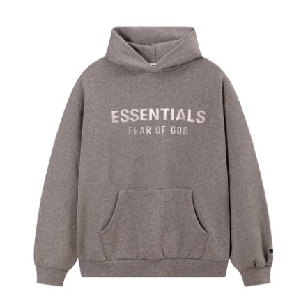 Fear Of God Essentials Hot Stamped Large Logo Pullover Hoodie Dark Heather Grey