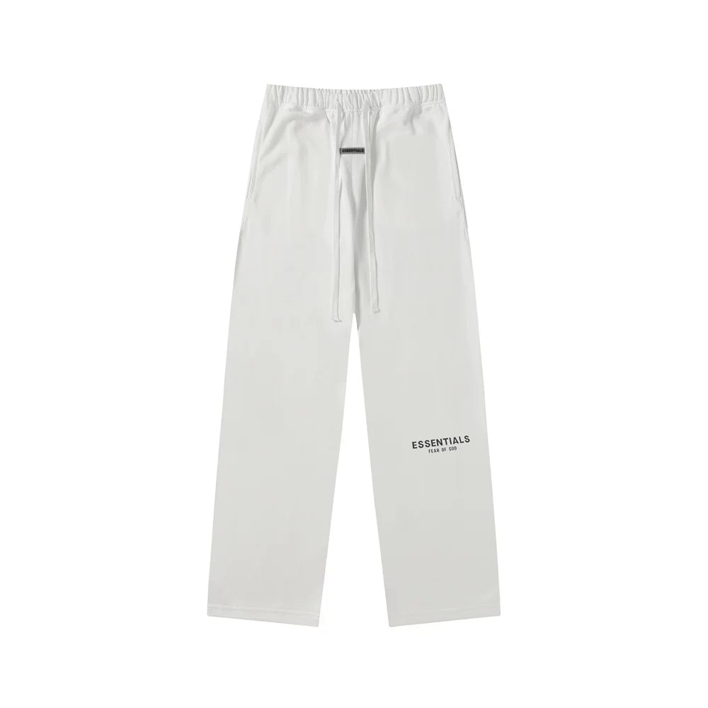Fear Of God Essentials Contrast Text Logo Straight‑Leg Sweatpants Off‑White