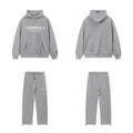 Fear Of God Essentials Hot Stamped Double‑Line Hoodie Sweatpants 2‑Pieces Tracksuit Set Heather Grey