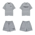 Fear Of God Essentials T‑Shirt Fleece Shorts Summer Set Heather Grey