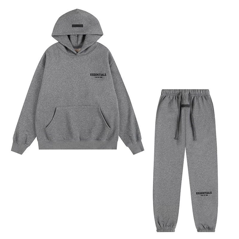 Fear Of God Essentials Hoodie Jogger Tracksuit Set Medium Heather Grey