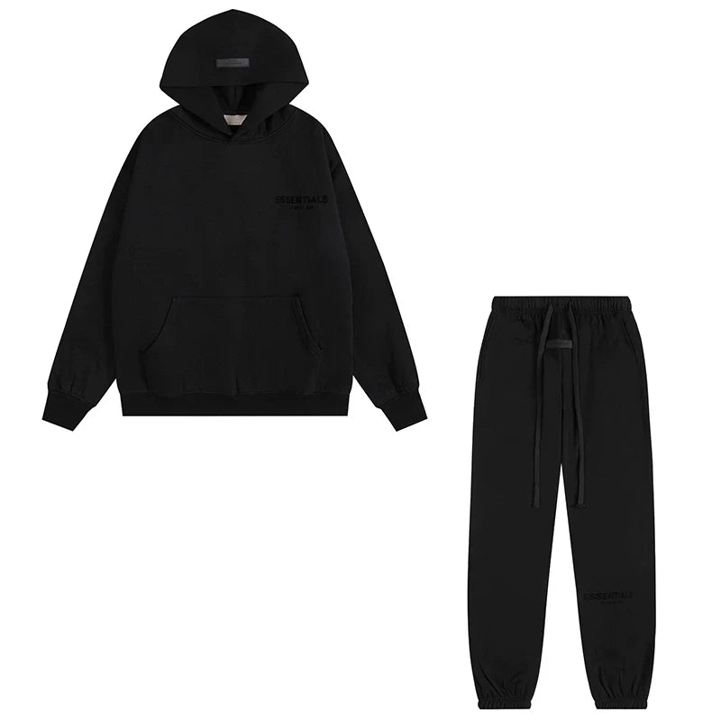 Fear Of God Essentials Hoodie Jogger Tracksuit Set Black