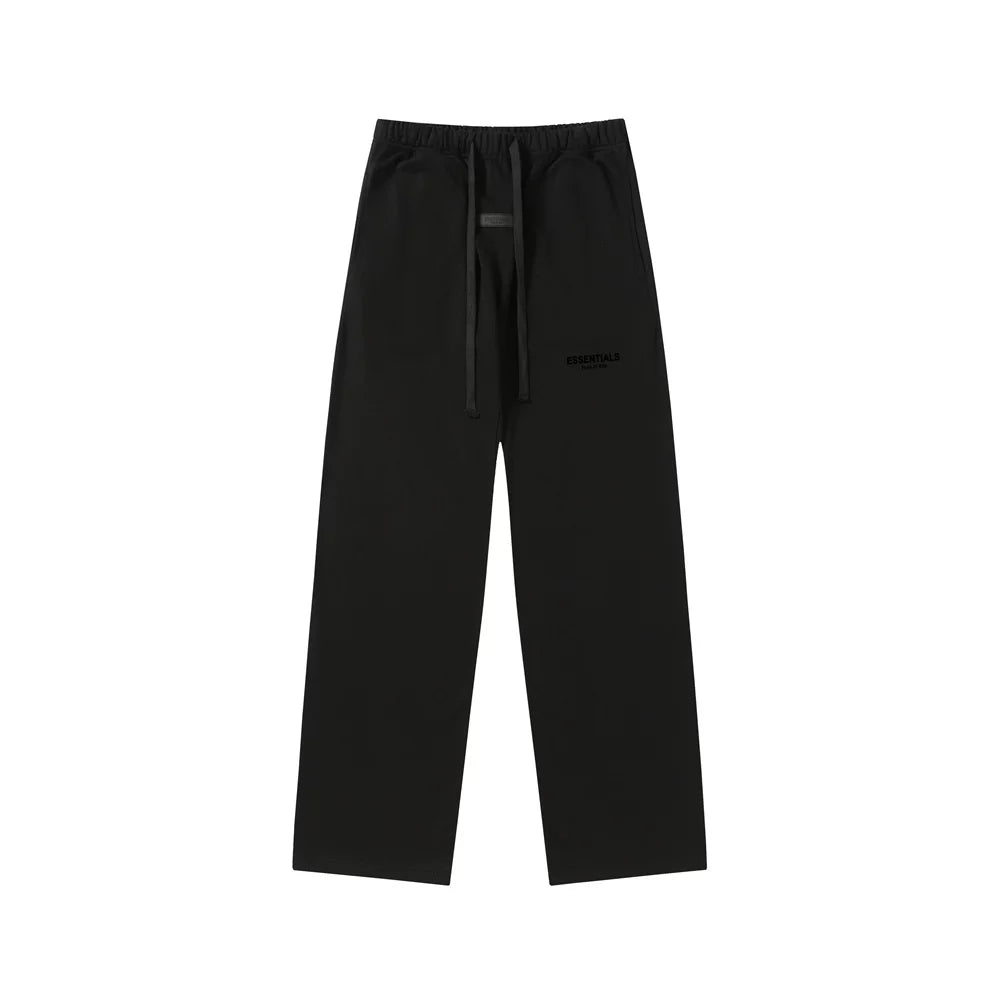 Fear Of God Essentials Tone‑on‑Tone Text Logo Straight‑Leg Sweatpants Black