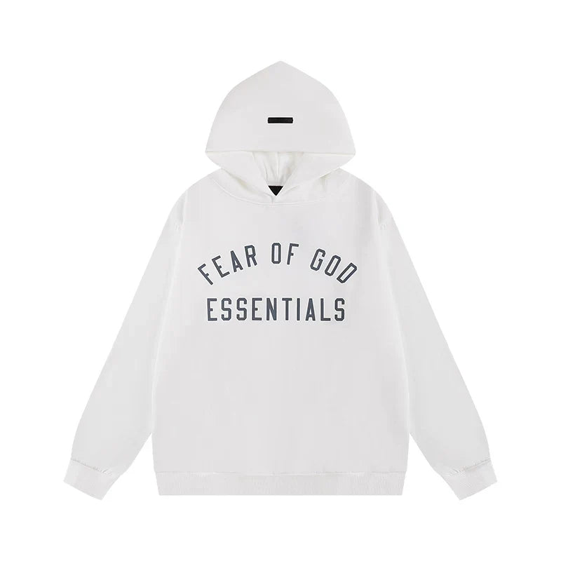 Fear Of God Essentials Vintage Letter Print Pullover Hoodie White