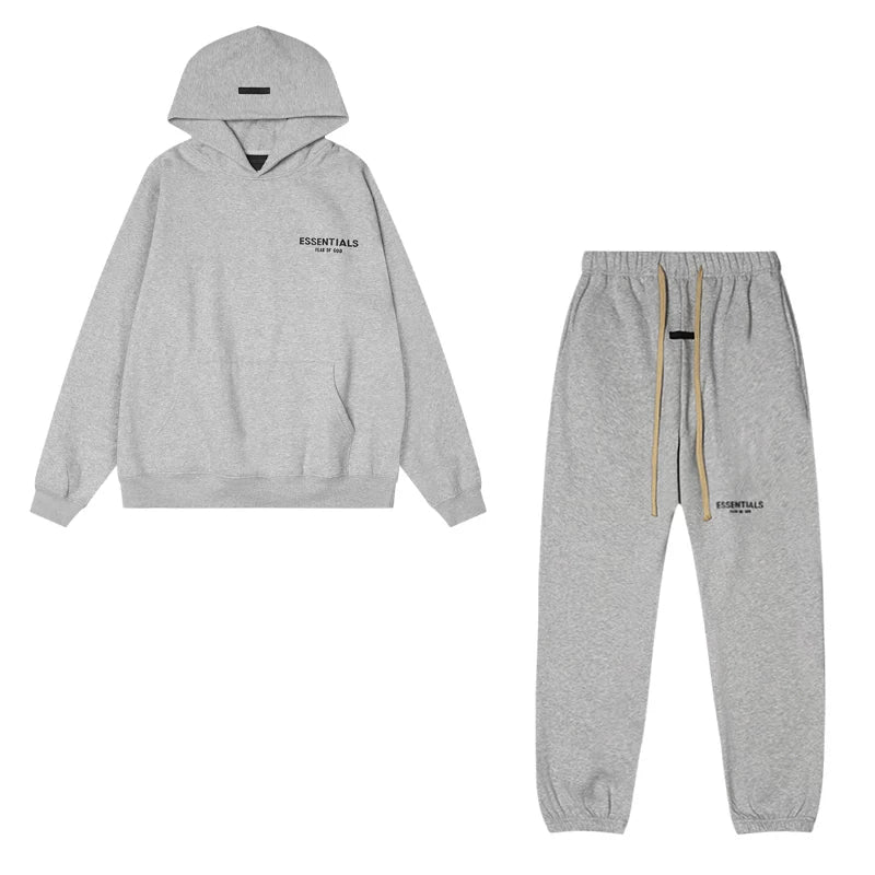 Fear Of God Essentials Hoodie & Jogger Tracksuit Set Light Heather Grey