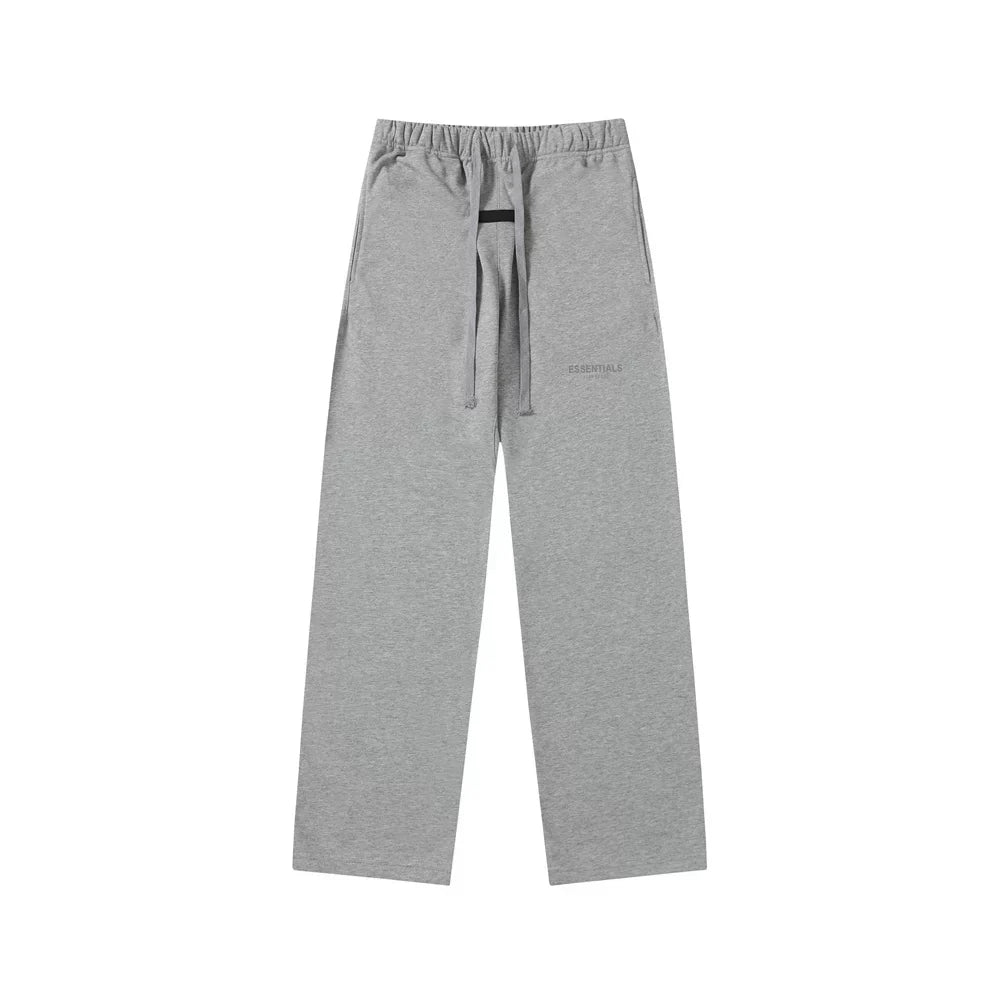 Fear Of God Essentials Tone‑on‑Tone Text Logo Straight‑Leg Sweatpants Medium Heather Grey